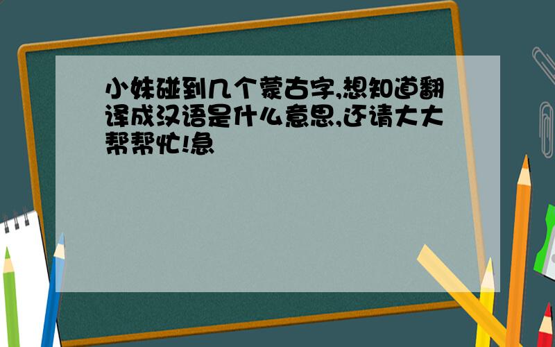 小妹碰到几个蒙古字,想知道翻译成汉语是什么意思,还请大大帮帮忙!急