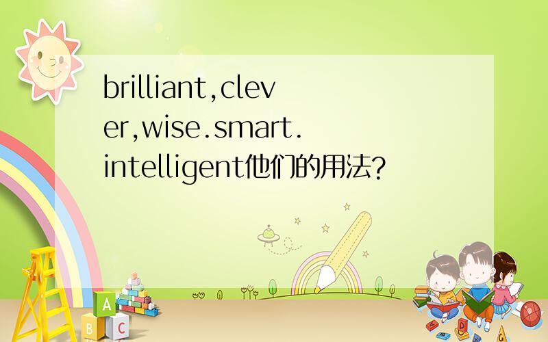 brilliant,clever,wise.smart.intelligent他们的用法?