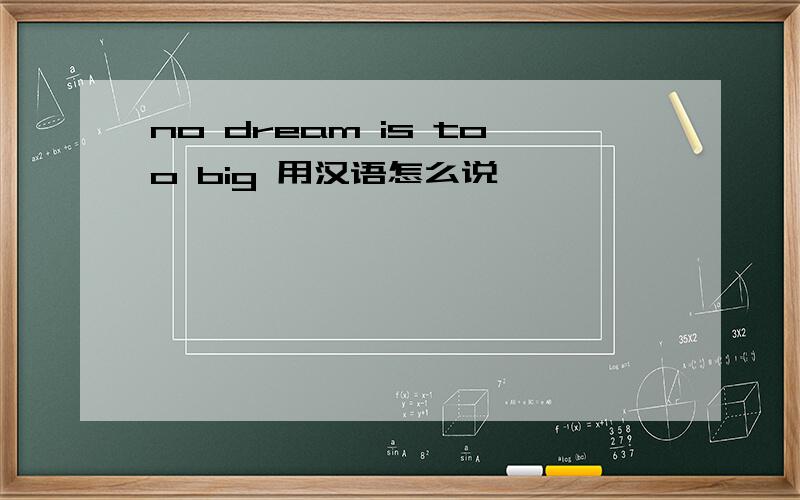 no dream is too big 用汉语怎么说