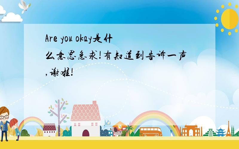 Are you okay是什么意思急求!有知道到告诉一声,谢啦!