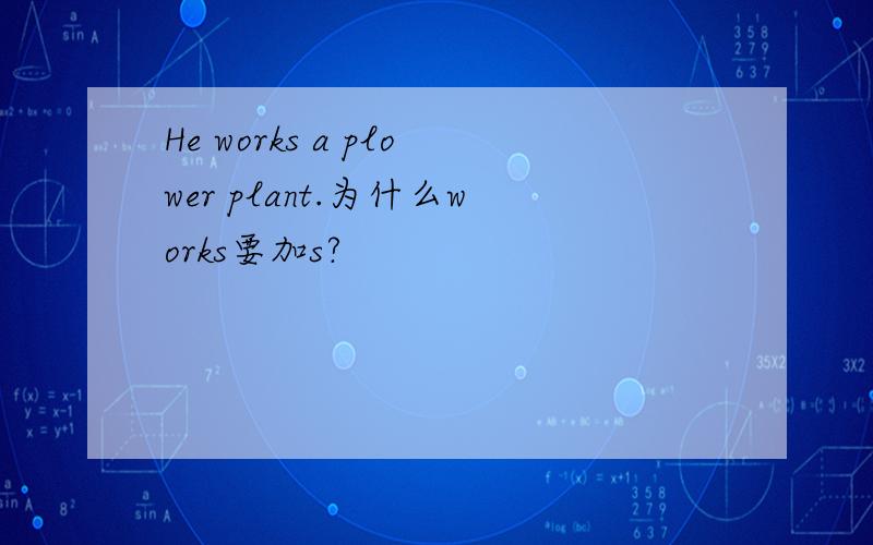 He works a plower plant.为什么works要加s?