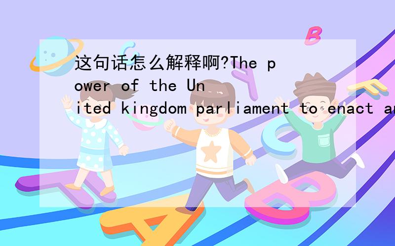 这句话怎么解释啊?The power of the United kingdom parliament to enact any legislation whateverThe power of the United kingdom parliament to enact any legislation whatever applicable to Australia has been terminated.这是完整的句子,请问