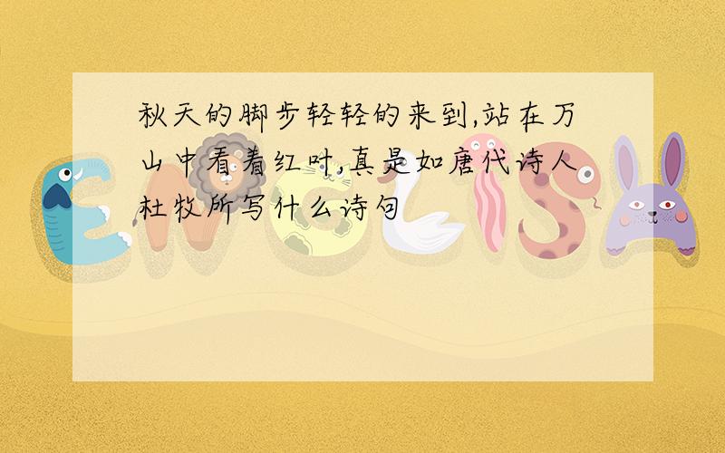 秋天的脚步轻轻的来到,站在万山中看着红叶,真是如唐代诗人杜牧所写什么诗句