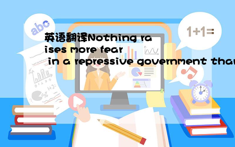 英语翻译Nothing raises more fear in a repressive government than challenges to the control of information.And nothing is more improtant to the development of a civil,democratic society.