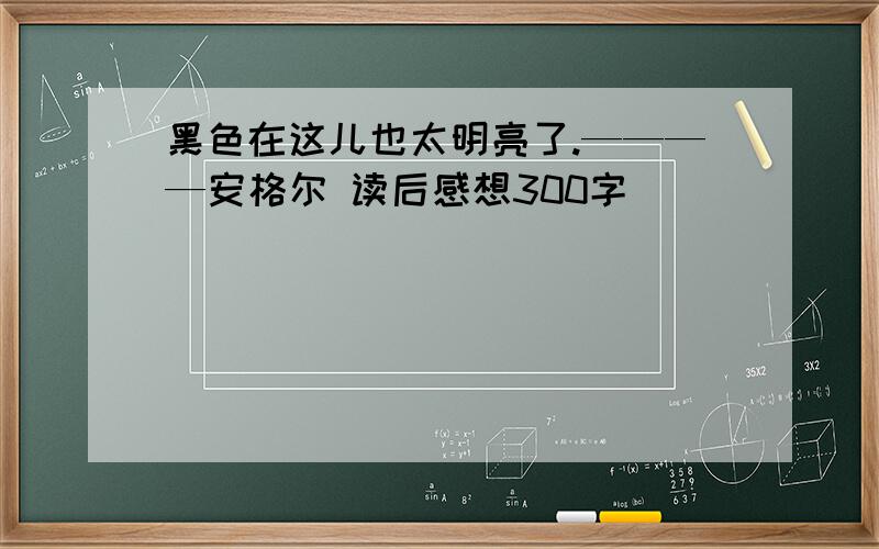 黑色在这儿也太明亮了.————安格尔 读后感想300字