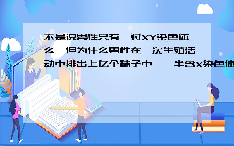 不是说男性只有一对XY染色体么,但为什么男性在一次生殖活动中排出上亿个精子中,一半含X染色体,一半含Y染色体的精子.这是细胞分裂的结果吗?