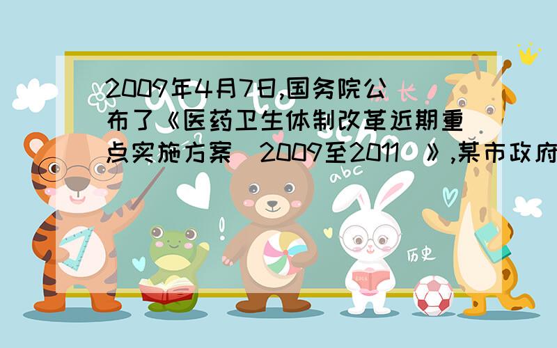 2009年4月7日,国务院公布了《医药卫生体制改革近期重点实施方案（2009至2011）》,某市政府决定2009年投6000万元用于改善医疗卫生服务,比2008年增加了1250万元.投入资金的服务对象包括“需方”