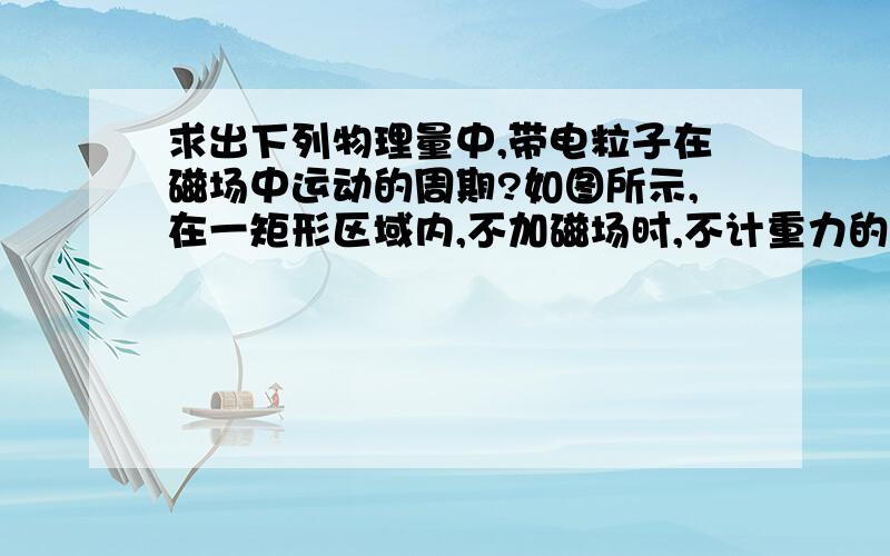 求出下列物理量中,带电粒子在磁场中运动的周期?如图所示,在一矩形区域内,不加磁场时,不计重力的带电粒子以某一初速度垂直左边界射入,穿过此区域的时间为t.若加上磁感应强度为B水平向