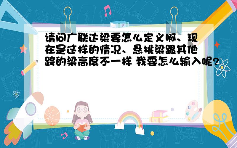 请问广联达梁要怎么定义啊、现在是这样的情况、悬挑梁跟其他跨的梁高度不一样 我要怎么输入呢?