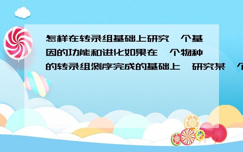 怎样在转录组基础上研究一个基因的功能和进化如果在一个物种的转录组测序完成的基础上,研究某一个基因的功能和进化、转录调控机制等,如何入手,请给我几个思路谢谢!