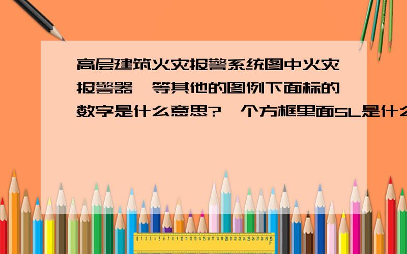 高层建筑火灾报警系统图中火灾报警器、等其他的图例下面标的数字是什么意思?一个方框里面SL是什么意思