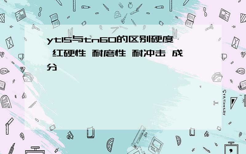 yt15与tn60的区别硬度 红硬性 耐磨性 耐冲击 成分