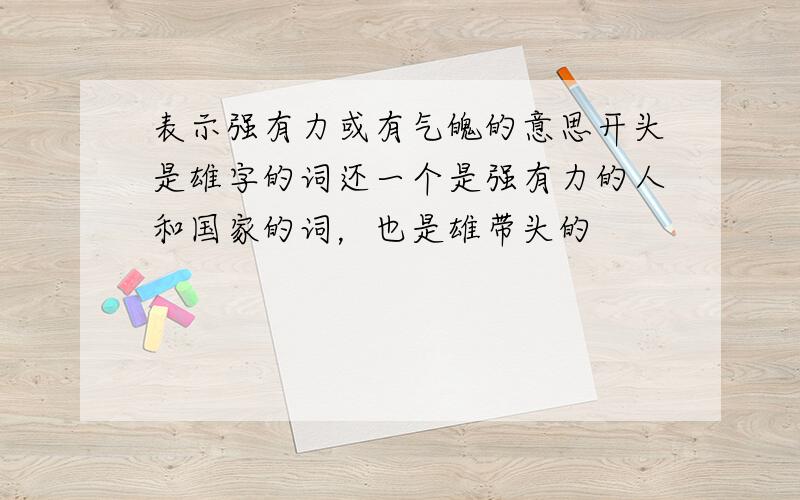 表示强有力或有气魄的意思开头是雄字的词还一个是强有力的人和国家的词，也是雄带头的