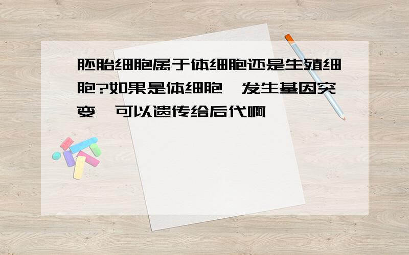 胚胎细胞属于体细胞还是生殖细胞?如果是体细胞,发生基因突变,可以遗传给后代啊