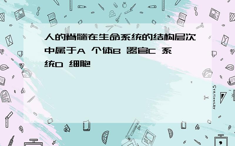 人的脊髓在生命系统的结构层次中属于A 个体B 器官C 系统D 细胞