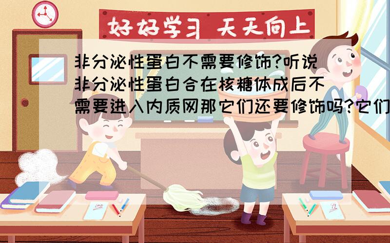 非分泌性蛋白不需要修饰?听说非分泌性蛋白合在核糖体成后不需要进入内质网那它们还要修饰吗?它们都是多肽?它们要盘曲折叠吗