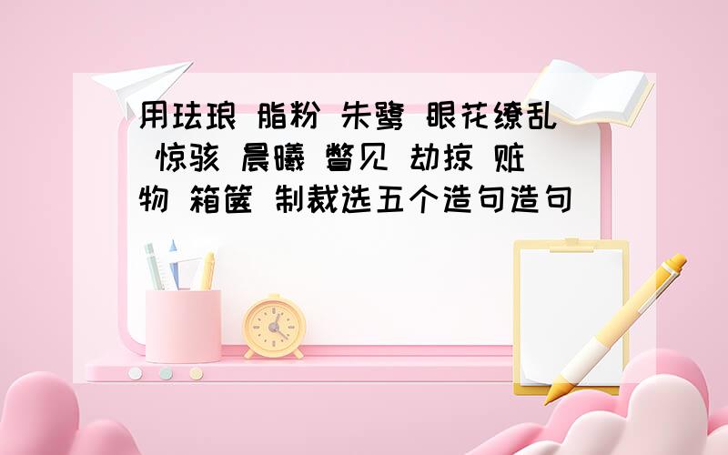 用珐琅 脂粉 朱鹭 眼花缭乱 惊骇 晨曦 瞥见 劫掠 赃物 箱箧 制裁选五个造句造句