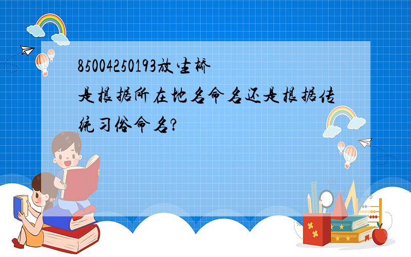 85004250193放生桥是根据所在地名命名还是根据传统习俗命名?