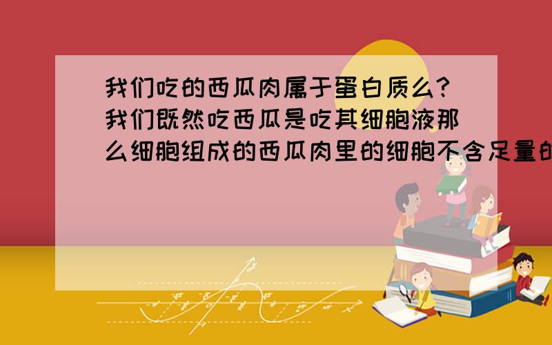 我们吃的西瓜肉属于蛋白质么?我们既然吃西瓜是吃其细胞液那么细胞组成的西瓜肉里的细胞不含足量的蛋白质?又或者我们无法对其分解吸收?