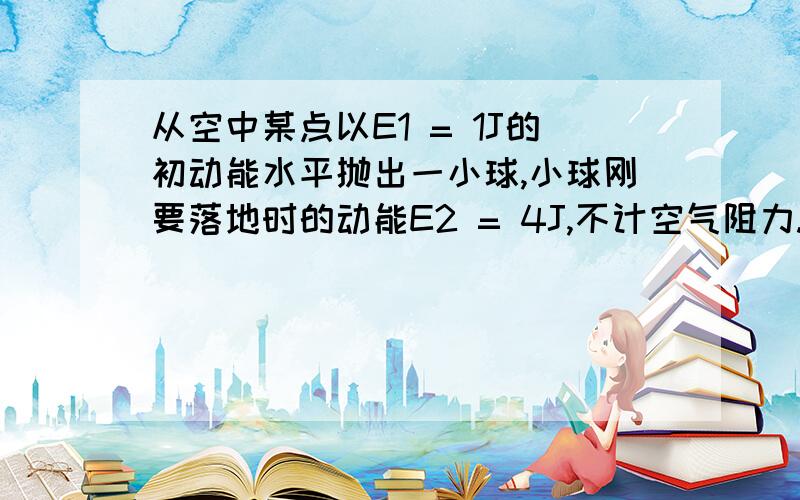 从空中某点以E1 = 1J的初动能水平抛出一小球,小球刚要落地时的动能E2 = 4J,不计空气阻力.则小球刚要落