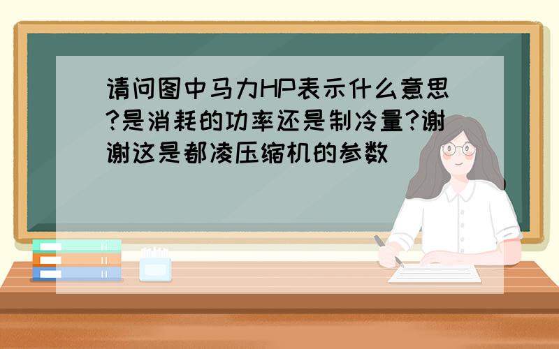 请问图中马力HP表示什么意思?是消耗的功率还是制冷量?谢谢这是都凌压缩机的参数