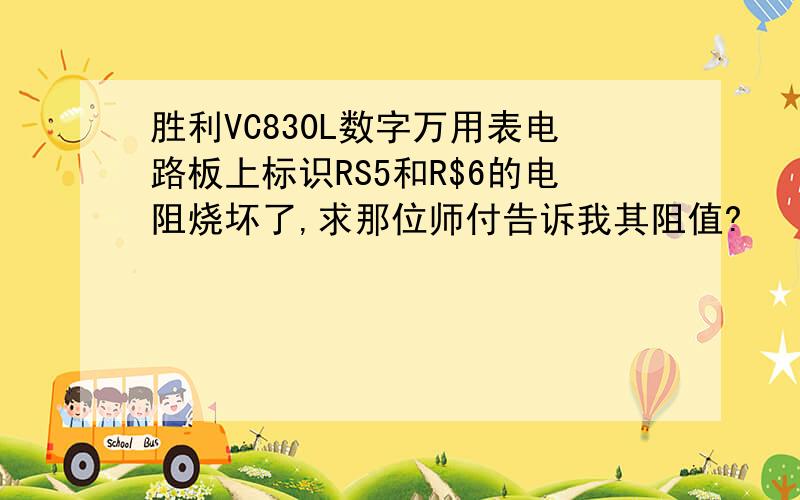 胜利VC830L数字万用表电路板上标识RS5和R$6的电阻烧坏了,求那位师付告诉我其阻值?