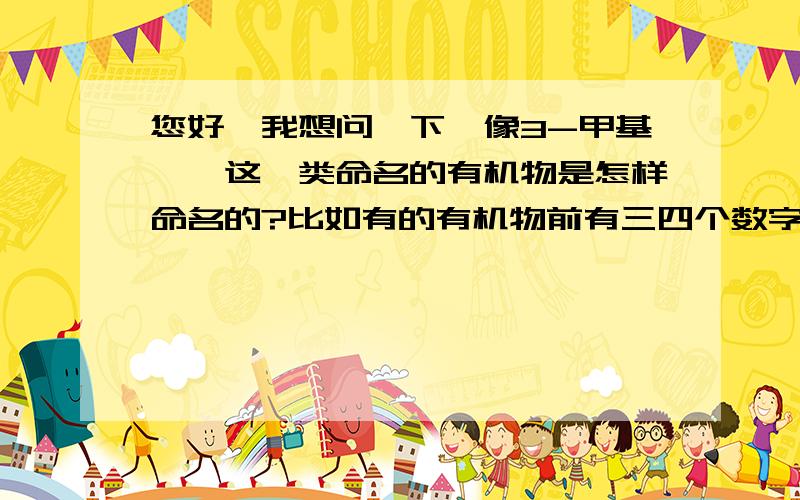 您好,我想问一下,像3-甲基戊烷这一类命名的有机物是怎样命名的?比如有的有机物前有三四个数字,还有后面的什么戊烷啊,丁烯啊,又怎样判断?谢谢