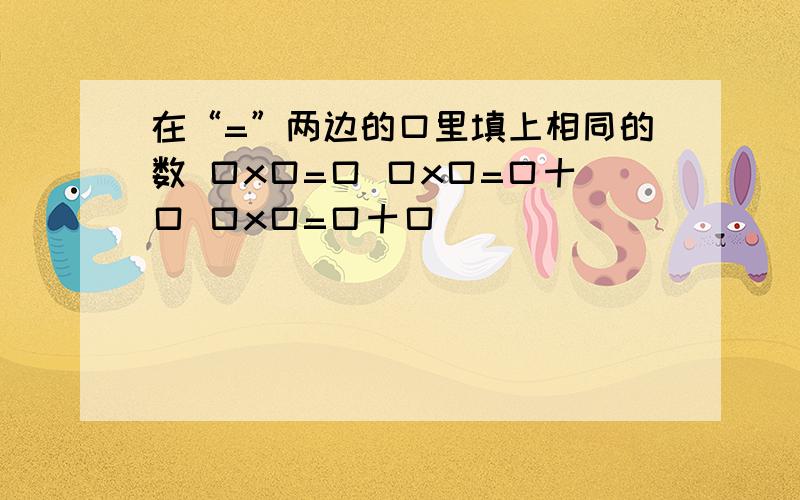 在“=”两边的口里填上相同的数 口x口=口 口x口=口十口 口x口=口十口