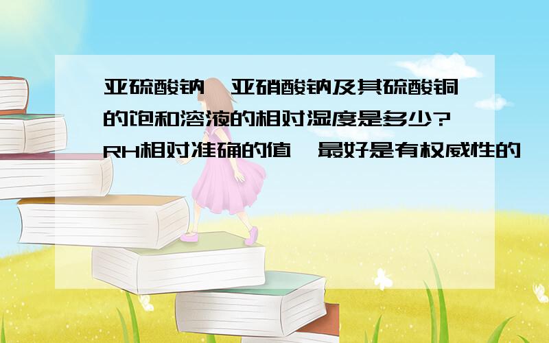 亚硫酸钠、亚硝酸钠及其硫酸铜的饱和溶液的相对湿度是多少?RH相对准确的值,最好是有权威性的,