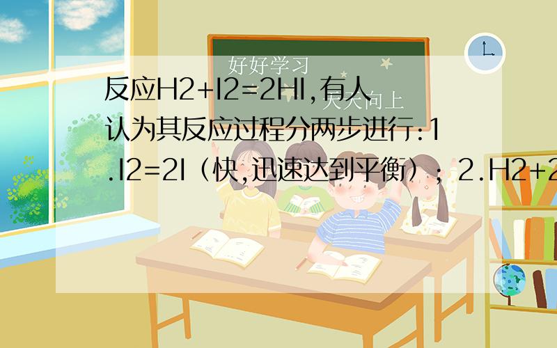 反应H2+I2=2HI,有人认为其反应过程分两步进行:1.I2=2I（快,迅速达到平衡）；2.H2+2I=2HI(慢）,试证明从这种假设所得到的速率方程恰好和按H2和I2直接反应生成HI得到的速率方程相同.提示：对化学