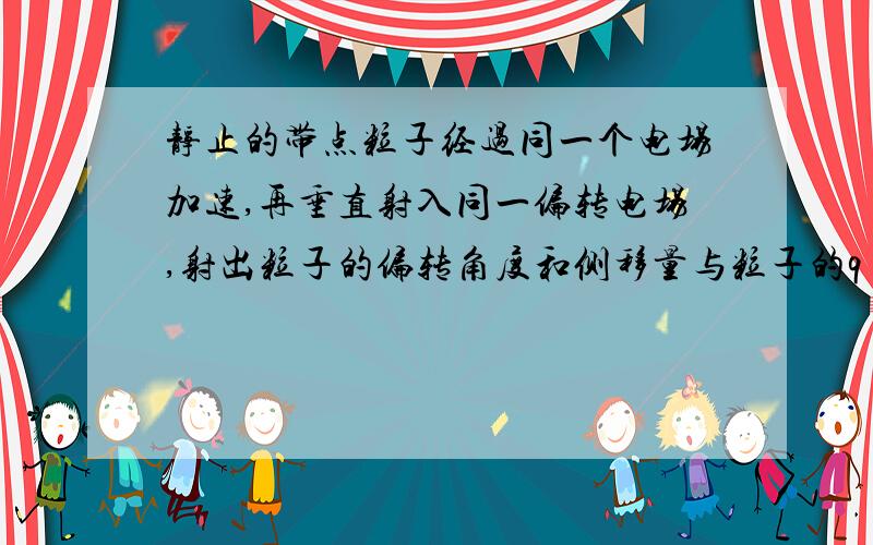 静止的带点粒子经过同一个电场加速,再垂直射入同一偏转电场,射出粒子的偏转角度和侧移量与粒子的q m无关 为什么?