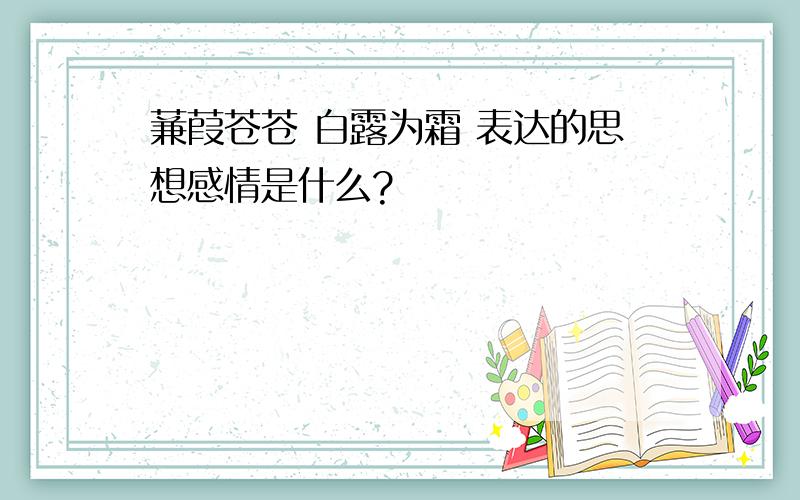 蒹葭苍苍 白露为霜 表达的思想感情是什么?