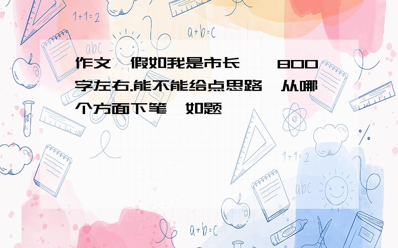 作文《假如我是市长》,800字左右.能不能给点思路、从哪个方面下笔,如题