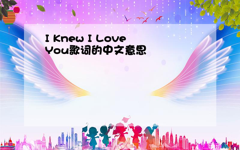 I Knew I Love You歌词的中文意思