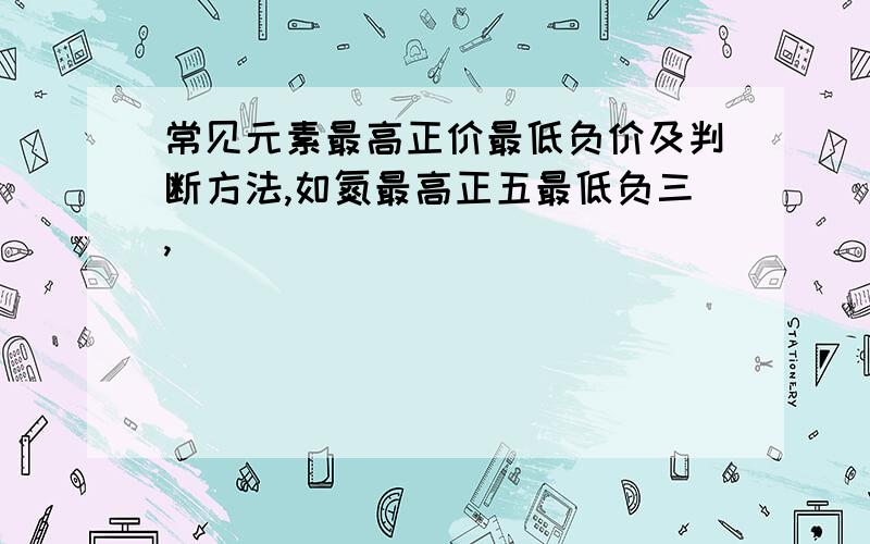 常见元素最高正价最低负价及判断方法,如氮最高正五最低负三,