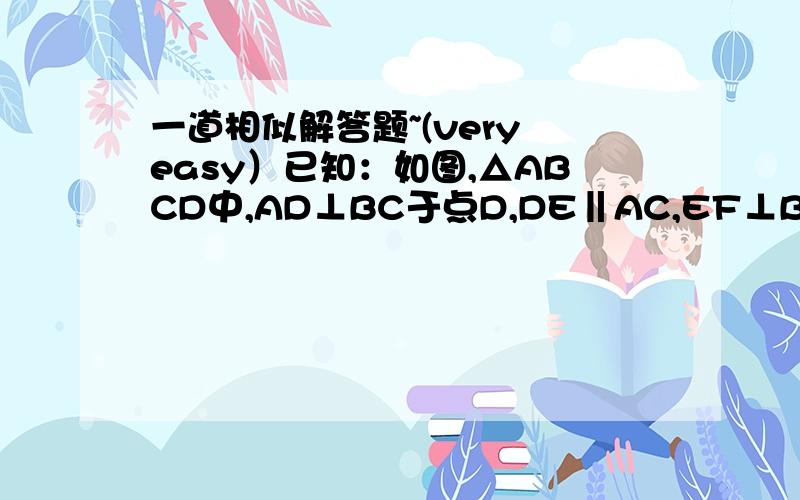 一道相似解答题~(very easy）已知：如图,△ABCD中,AD⊥BC于点D,DE‖AC,EF⊥BD,求证：EF/AD=ED/AC.