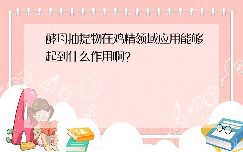 酵母抽提物在鸡精领域应用能够起到什么作用啊?