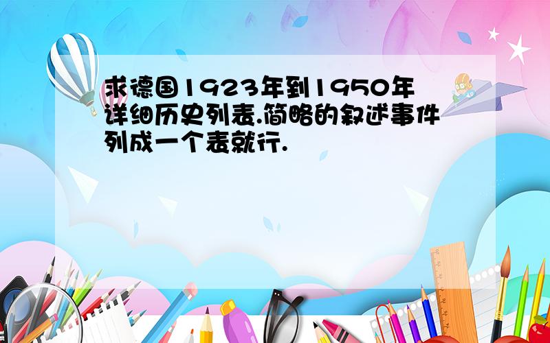 求德国1923年到1950年详细历史列表.简略的叙述事件列成一个表就行.