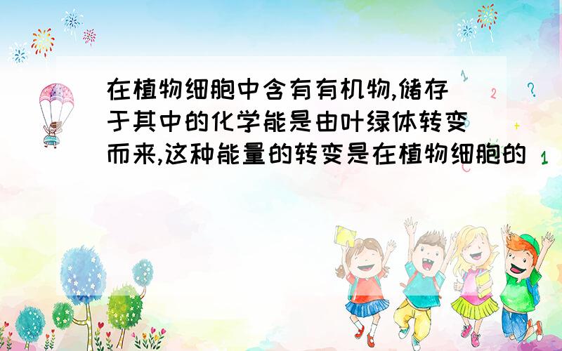 在植物细胞中含有有机物,储存于其中的化学能是由叶绿体转变而来,这种能量的转变是在植物细胞的（ ）中实现的,这种结构存在于细胞的（ ）中.