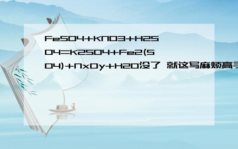 FeSO4+KNO3+H2SO4=K2SO4+Fe2(SO4)+NxOy+H2O没了 就这写麻烦高手吧它配平下 这是个化学方程式哦