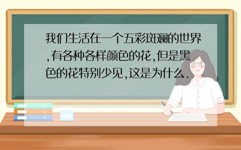 我们生活在一个五彩斑斓的世界,有各种各样颜色的花,但是黑色的花特别少见,这是为什么.