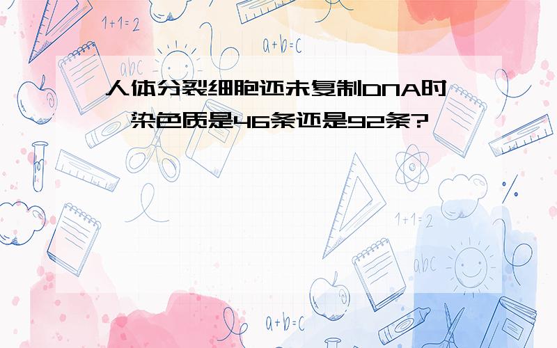 人体分裂细胞还未复制DNA时,染色质是46条还是92条?