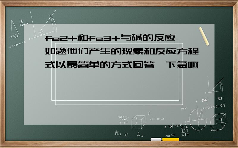 fe2+和fe3+与碱的反应如题他们产生的现象和反应方程式以最简单的方式回答一下急啊