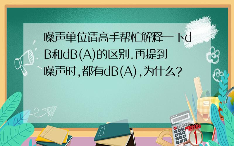 噪声单位请高手帮忙解释一下dB和dB(A)的区别.再提到噪声时,都有dB(A),为什么?