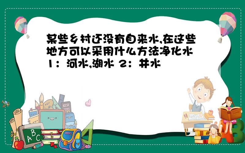 某些乡村还没有自来水,在这些地方可以采用什么方法净化水 1：河水,湖水 2：井水