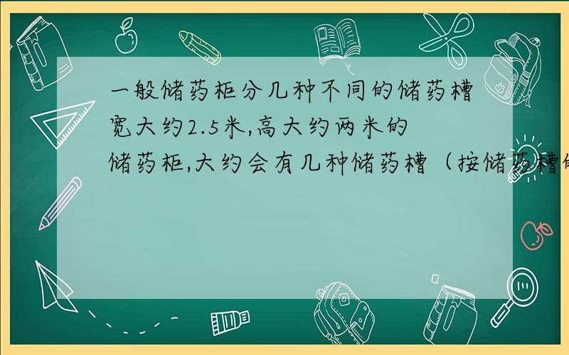 一般储药柜分几种不同的储药槽宽大约2.5米,高大约两米的储药柜,大约会有几种储药槽（按储药槽的间距分类）