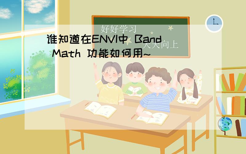 谁知道在ENVI中 Band Math 功能如何用~