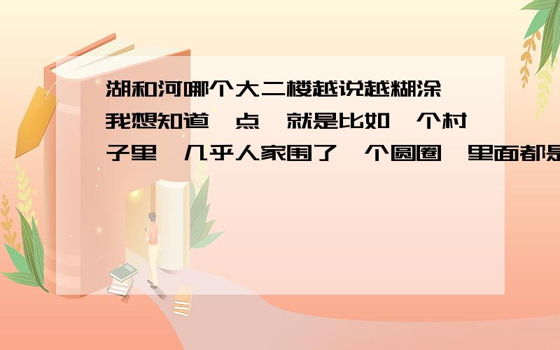 湖和河哪个大二楼越说越糊涂,我想知道一点,就是比如一个村子里,几乎人家围了一个圆圈,里面都是水,水是从外面流进来的,只能流进流不出.这算池塘还是小河?