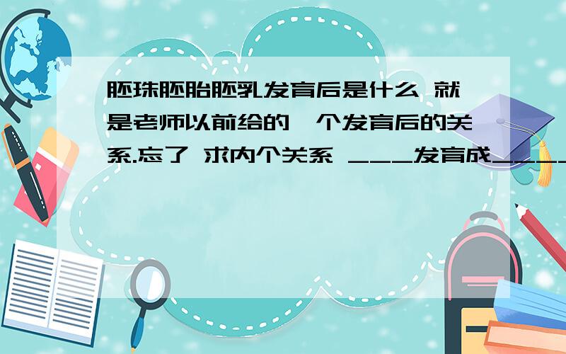 胚珠胚胎胚乳发育后是什么 就是老师以前给的一个发育后的关系.忘了 求内个关系 ___发育成____貌似是种子的发育结构吧?