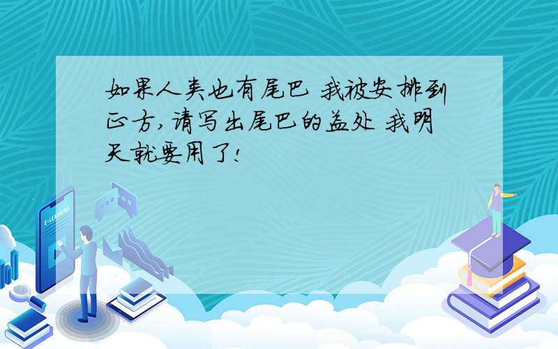 如果人类也有尾巴 我被安排到正方,请写出尾巴的益处 我明天就要用了!